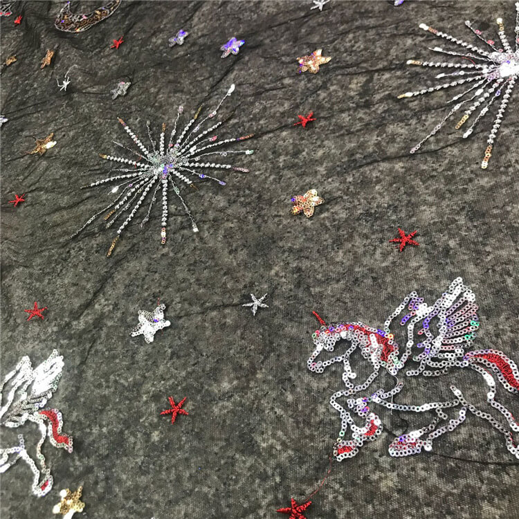 Embroidered Fabric Star Sequin Polyester for Women's Wear Wholesale Su 3